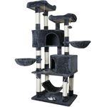 NEGTTE Cat Tree for Indoor Cats- Multi-Level Cat Tree for Big Cats -Cat Condo Big - Cat Climbing Tower-Pet Play House (Dark Grey, 001H