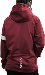 Wulibike Cycling Jackets for Womens Running Jacket Winter Thermal Reflective Hoodie Windproof Coat With 6 Pockets Burgundy XL