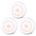 STAR-SPANGLED Motion Sensor Lights Indoor, Cordless Stick on LED Puck Lights AA Battery Powered for Under Cabinet, Cupboard, Wardrobe, Stairs, Closet, Kitchen, Hallway (3.1inch, Warm White, 3 Pack)