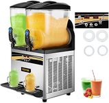 VEVOR Commercial Slushy Machine, 15Lx2 Tank Margarita Maker, 1000W Stainless Steel Smoothie Frozen Drink Maker for Supermarkets Cafés Restaurants Bars Home Use