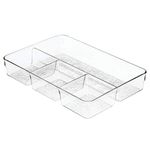 InterDesign Rain Cosmetic Drawer Organizer Tray for Vanity Cabinet to Hold Makeup, Beauty Products - Clear