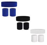 CARE N TOUCH Gym Wristband & Headband Combo ( Set of 3 Colour ) for Men and Women - Sports Wristband & Headband for Workout & Running, Breathable, (Blue , Black , White & )