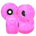 JTLB 4 Pack PU Pink 54x36mm Skateboard Wheels, Double Rocker Flashing Downspeed Sliding Wheels for Longboard Skateboarding