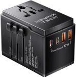 HEYMIX Universal Travel Adapter, International Power Adapter USB-C, Dual USBC Travel Adapter, All in One Travel Plug AUS to EU,UK,US,Japan,Bali,India, Travel Charger for Laptops, Phones, Hair Dryer