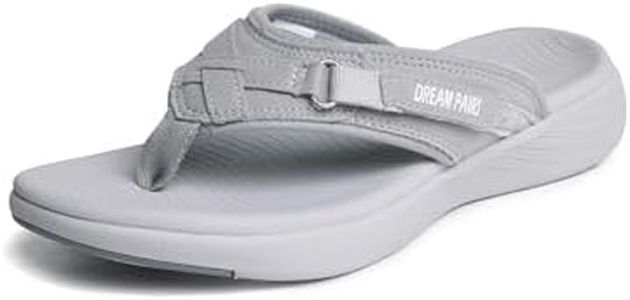 DREAM PAIRS Women's Arch Support Flip Flops Comfortable Thong Sandals,Size 9.5,Grey,Breeze-1