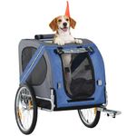 Aosom Dog Bike Trailer Pet Cart Bicycle Wagon Cargo Carrier Attachment for Travel with 3 Entrances Large Wheels for Off-Road & Mesh Screen, for Small Medium Dogs, Blue