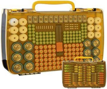 Battery Organizer Storage Case with Tester, Holds 269 Batteries Double Sided Box for AA AAA 4A C D Cell 9V 3V Lithium LR44 CR2 CR123 CR1632 18650 Button, Heavy Duty Holder- Black Case+Yellow Handle