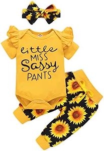 Renotemy Infant Baby Girl Summer Clothes Newborn Outfits Romper Little Sassy Pants Sets Baby Girl Clothes 0-3 Months