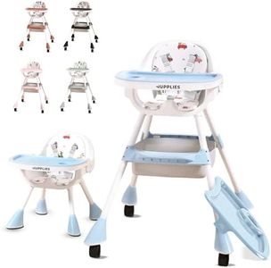 JUPPLIES Tronas de Bebe - Trona de Bebe Evolutiva 2 en 1 con Doble Bandeja y Arnés con 5 Puntos - Silla de Comer Portatil para Bebe hasta 30kg - High Chair Cadeira Bebe Refeições (Azul)