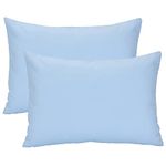 2Pack Baby Kids Pillowcases, Toddler Cushion Cover Travel Pillow Case Cover Soft Breathable Envelope Style for Boys Girls Bedding Toddler Cot 49 x 36cm Machine Washable (Light Blue)