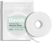Davids Expanding Dental Floss + Refill w/Hydroxyapatite, No Break Woven Strands, Waxed, Vegan, Cocoa Butter & Mint, Kid Friendly, Refillable Dispenser, 66 yd
