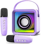 HUABAO Mini Karaoke Machine with 2 Wireless Microphones, Portable Bluetooth Singing Speaker with Lights for Kids & Adults, Child Karaoke Toys, Gift for Girls & Boys for Birthday, Home Party (Purple)