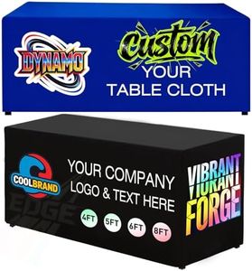 Custom Table Cloth with Business Logo Text 4FT 5FT 6FT 8FT Custom Tablecloth Rectangle Table for Tradeshow Events Wedding Anniversary Personalized Fitted Table Cover (10 FT Closed Back (120" x 30"))