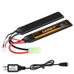 VICMILE 2S Airsoft Battery 7.4V 1400mAh Lipo Battery with Mini Tamiya Plug Rechargeable 30C High Discharge Rate Lipo Battery with Charger Fit for Airsoft Model Guns