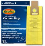 9 Kenmore Sears 50688/50690 U Vacuum Bags, Upright, Canister, Panasonic U-2, Miele Z, Sanyo PU-1 Vacuum Cleaners, MC-117PF, MC-E400, S170i, S170 - S179, S185, S300, SC-A or SC-U