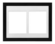 Black Frame 12x10' Multi Aperture Picture Frame with White Mount to fit (2x) 7x5' Photos with Perspex Sheet - Tabletop & Wall Mountable Landscape or Portrait