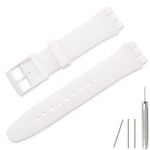 Lijinlan Replacement Silicone Band for Swatch 17mm 19mm 20mm, Waterproof Wristband Watch Strap for Swatch (20mm, White)