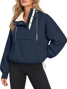 Aoysky Womens Fleece Jacket Half Zip Windbreaker Waterproof Pullover Anorak