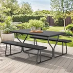 YITAHOME Picnic Table Heavy Duty Outdoor Picnic Table and Bench with Weather Resistant Resin Tabletop & Stable Steel Frame for Yard Patio Lawn Party Black