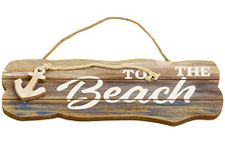 KandyToys Nautical Home Decor To The Beach Wooden Sign | Nautical Gifts | Shabby Chic Home Accessories Room Decor