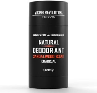 Viking Revolution Sandalwood Deodorant Men - With Shea Butter, Coconut Oil, Baking Soda, Beeswax - Aluminum-Free Charcoal Men Deodorant - 3 Oz / 85g