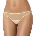 Teyli Women's Knickers Brazilian Tanga Briefs Mesh Full Comfort Breathable Stretchy Panties Seamless Back Tati Color Beige Size 8