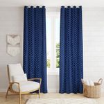 Ami Creation Navy Blue Velvet Room Darkening 5 feet Window Curtain for Living Room Bedroom Hall Summer Curtains, 5 feet Long, Navy Blue, Set of 1