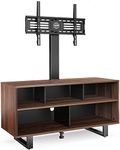 FITUEYES TV Stand Cabinet for 32-70 Inch TV Universal TV Floor Stand with Wood Media Storage Entertainment Console for Living Room Swivel Height Adjustable Black and Walnut