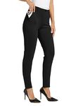 Willit Women's Yoga Dress Pants Skinny Work Slacks Slim Fit Stretch Office Casual Pants Petite 4 Pockets 28" Black S