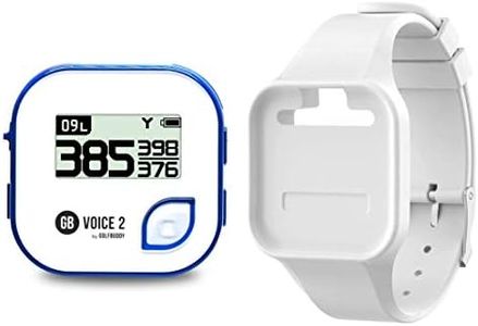 GOLFBUDDY Voice 2S+ Talking GPS Rangefinder, Clip on Hat Golf Navigation, Slope Mode on/Off, 18 Hours Battery Life, Shot Distance Measurement, Preloaded with 40,000 Courses Worldwide (Blue)
