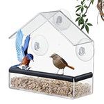 Shudyear Window Bird Feeder, Bird House for Outside with Rubber pad, Small Acrylic Window Bird Feeder with Strong Suction Cups and Drain Holes 6.2 * 2.4 * 6.2 in