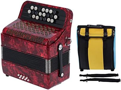 Accordion, 22 Key 8 Bass Button Accordion with Bag, Beginner Adult Professional Accordion, Rich Timbre With Shoulder Strap Comfortable ＆ Sensitive Button (Red)