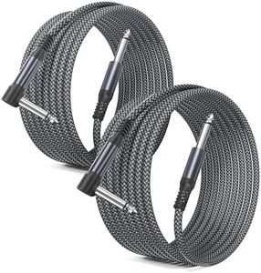 Elebase 1/4 inch Guitar Cable 3M,Right Angled 6.35mm Male to Male Guitar Lead,TS Mono Quarter Instrument Amp Cord 90 Degree Audio Line for Electric Bass,Keyboard,Amplifiers,Speakers,Pedal,Colored,10FT