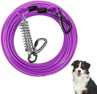 EUIEUT Câble d'attache pour Chien de 9 m (29,5 pi) avec Crochet Verrouillable à Ressort Durable et Sac de Rangement, Laisse Réfléchissante Anti-Morsure pour Chien l'Extérieur, Jardin Camping (Violet)