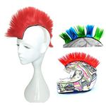 3T-SISTER Helmet Mohawk Wig Motorcycle Adhesive Mohawk Hair Patches Skinhead Costumes Wig-Red
