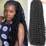 Leeven 7 Packs Water Wave Braiding Hair for Butterfly Faux Locs 24 Inch Long Water Wave Crochet Hair Hot Water Setting Passion Twists Braiding Hair Bohemian Braids Hair 1B#