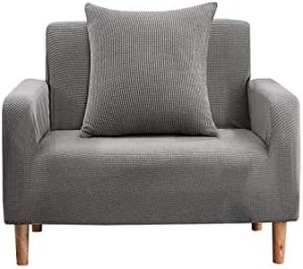 Trimming Shop Velvet Sofa/Couch Cover, Stretch Armchair Covers, Non-Slip Thick Velvet Spandex Couch Slipcovers, Living Room Furniture Protectors, Easy Machine Washable (Grey, 1 Seater)