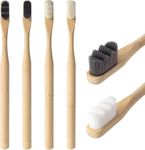 HMD INDIA (Pack of 4) Round Handle Organic Bamboo Toothbrush With 20,000 Ultrafine (Black & White) 2-Wave 2-Flate Nano Bristles | Eco-Friendly, Biodegradable | Doctor's Favourite BPA Free for Unisex