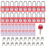 Allucky Lockout Tagout Locks, 20pcs Safety Locks Keyed Differently(Come with 1pcs Master Key) & 20pcs Lockout Tagout Tags, Lock Out Tag Out Padlocks Set, 2 Keys Per Lock(No.1-20)