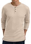 Sailwind Men's Long Sleeve Waffle Henley Casual Henley T-Shirts for Men Khaki