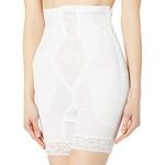 Rago Women's High Waist Medium Shaping Zipper Long Leg Shaper, White,