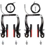 RUJOI Bike Brake kit,Bike V Brake Set with 72mm Superior V-Brake Shoes and 2 pcs Braking Cable and Cable end crimps,Ideal for Mountain,BMX Bike Brake Set Upgrade