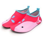 HausFine Girls Boys Water Shoes Unicorn Whale Dinosaur Water Sport Shoes Quick-Dry Non-Slip Barefoot Water Shoes Swim Socks Aqua Water Shoes (30/31, Pink Whale)