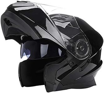 Woljay Flip Up Helmet Motorcycle Full Face Helmets Racing Off Road Street Bike Helmet (M, Glass Black)
