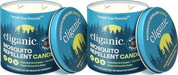 Cliganic Natural Mosquito Repellent Candle (Large 16oz, Pack of 2) | Citronella, DEET Free, Essential Oil Infused for Outdoor, Camping | Burns 55 Hours