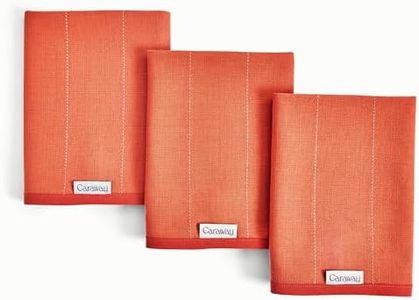 Caraway Tea Towels - Reusable Dish Towels - Made from 100% Organic Cotton - Highly Absorbent & Lint-Free - Perfect for Kitchen Cleanup or Table Setting - Extra Large Size - Perracotta