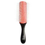 Diane 9-Row Professional Styling Brush, Nylon Pins for Thick or Curly Hair, Use with Wet Hair and Distributing Conditioner or Product, Blowdrying, Black & Red