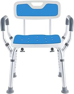 Safe Age Chaise de Douche - Tabouret de Douche avec Dossier et Accoudoirs Amovibles - Antidérapant - Réglable en Hauteur - Siège Douche Personne Âgée