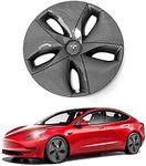 Model 3 Hubcap for Tesla Accessories 4 Pcs ABS Automotive Wheel Cap Hub Size 18inch (Carbon Fiber)
