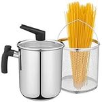 Navaris Stainless Steel Saucepan - 3.4L Soup Pot with Pour Spout, Freestanding Strainer Lid, Deep Fryer Pot with Basket, Milk Pot, Spaghetti Pot, Dishwasher Safe, Induction Ready